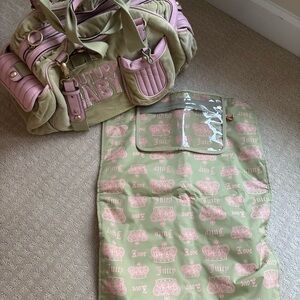Juicy Couture Olive and Pink Baby Bag Set